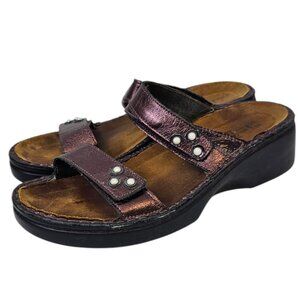 NAOT Womens Leather Slip On Slide Sandals, Double Strap, Pearls, 39/US 8-8.5